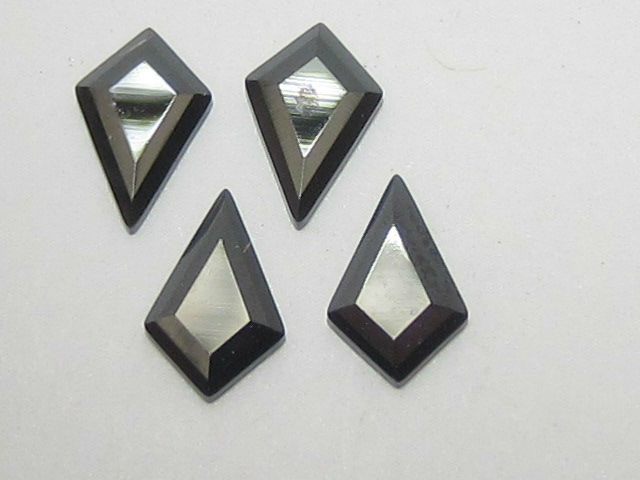 12 pcs. KITE 6.4x4.2mm JET HEMATITE FLATBACK European Rhinestones